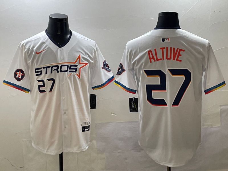 Men Houston Astros #27 Altuve White Fourth generation Joint Name 2025 Nike MLB Jersey style 2->houston astros->MLB Jersey